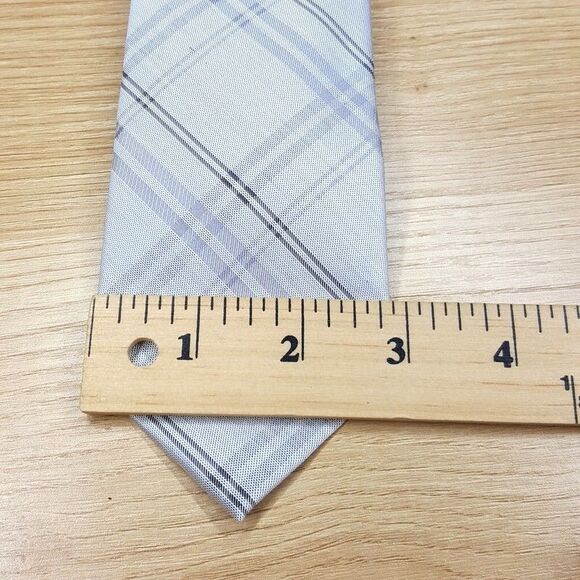 CALVIN KLEIN Mens Neck Tie Gray Diamond Plaid Check Silk Blend - Picture 3 of 4